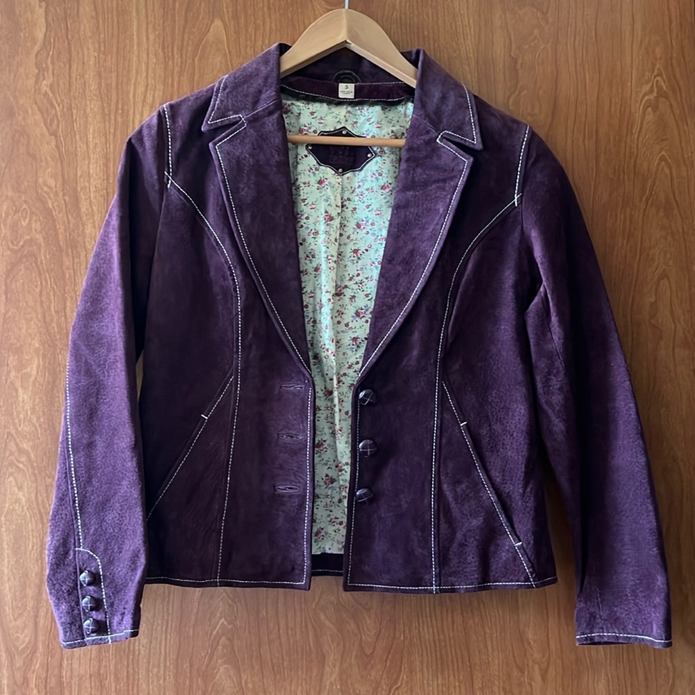 Wilson’s purple suede Leather jacket with floral lining